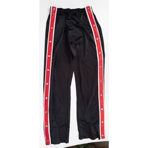 Nike Tear Away Snap Basketball Warmup Pants Y2K Black Red White Stripe Vintage